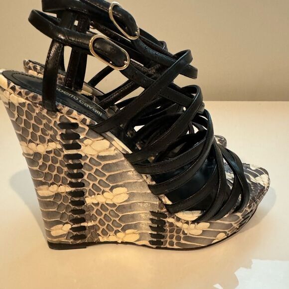 Roberto Cavalli Strappy Platform Wedges - Picture 6 of 13